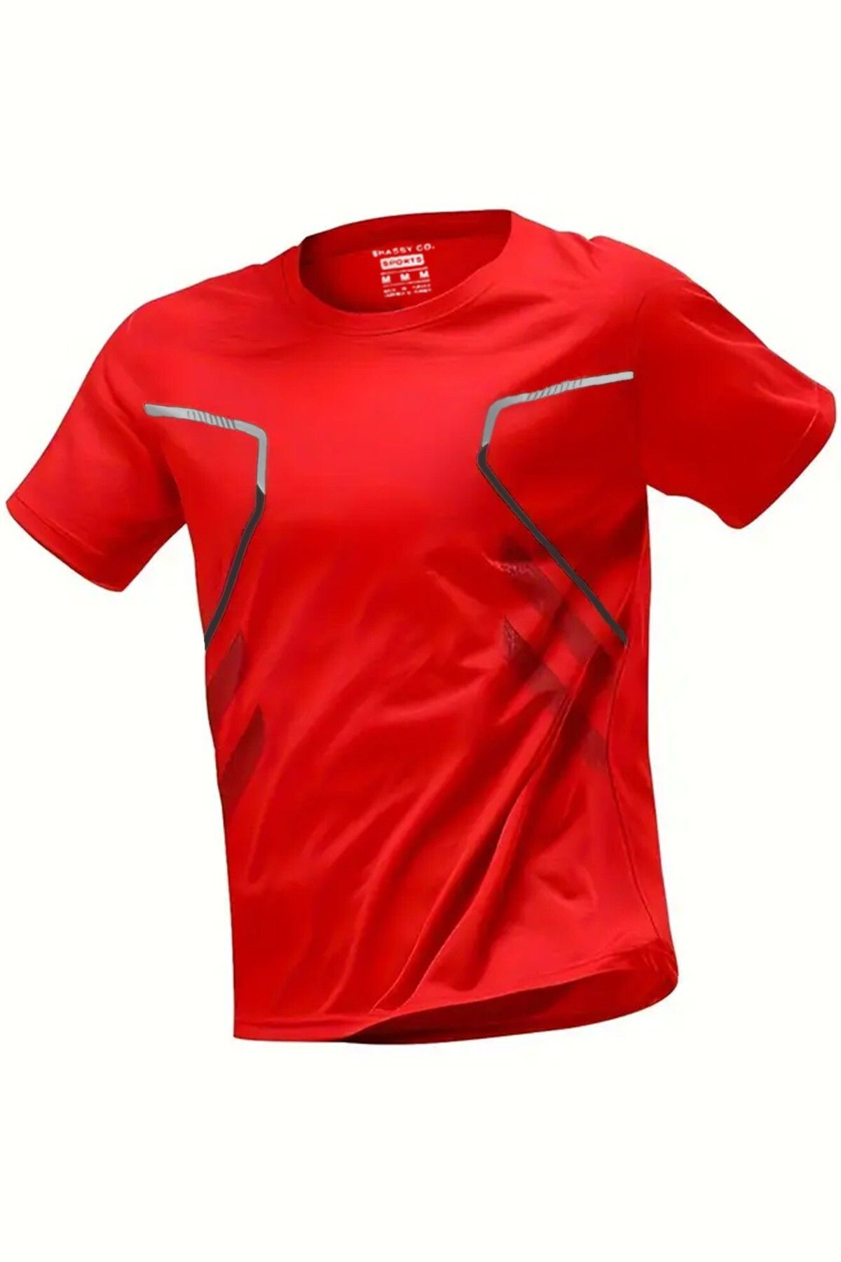 GHASSY CO. Ghassy Co. Erkek Ultra Esnek Nem Emici Vücut Geometrik Hızlı Kuruyan Hafif Spor T-shirt