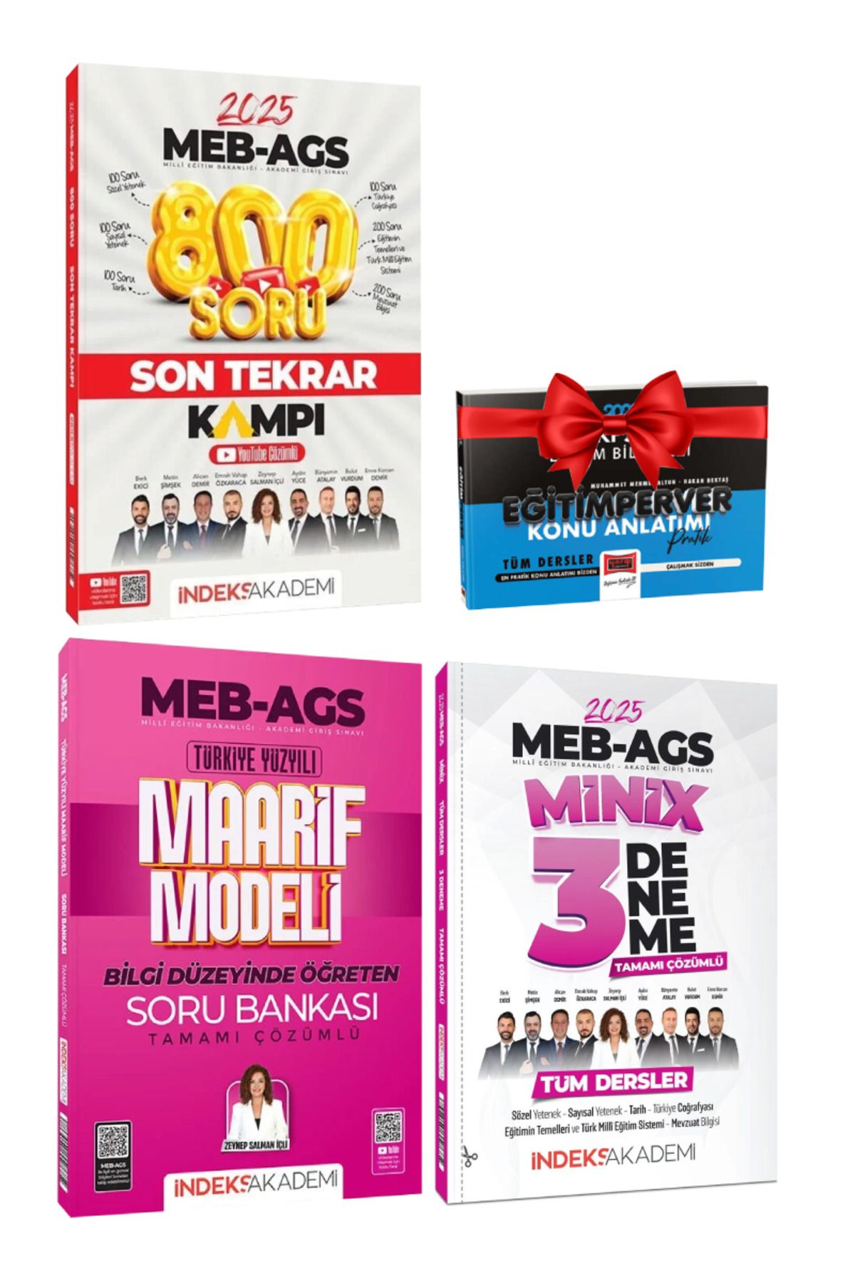 İndeks Akademi 2025 MEB AGS 800 Soru Son Tekrar Kampı+ Zeynep Salman İçli Maarif Modeli Soru Bankası+Minix 3 Deneme