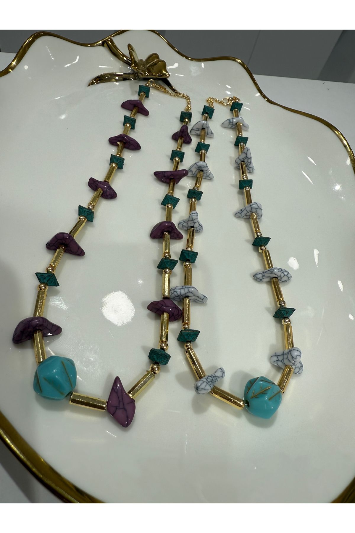 My violet accesorize KIRIK TAŞ DETAYLI BONCUK KOLYE
