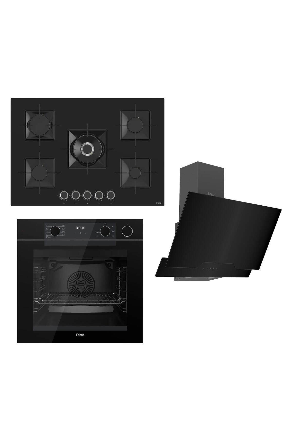 Ferre STEAMART-FRYART Serisi Siyah Set (SS035 + QEP64CS +D063 ) - Emaye Izgara