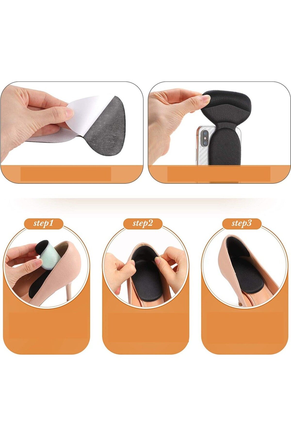 Vitastyle TABAN DESTEKLİ TOPUK VURMA ÖNLEYİCİ PED SİYAH
