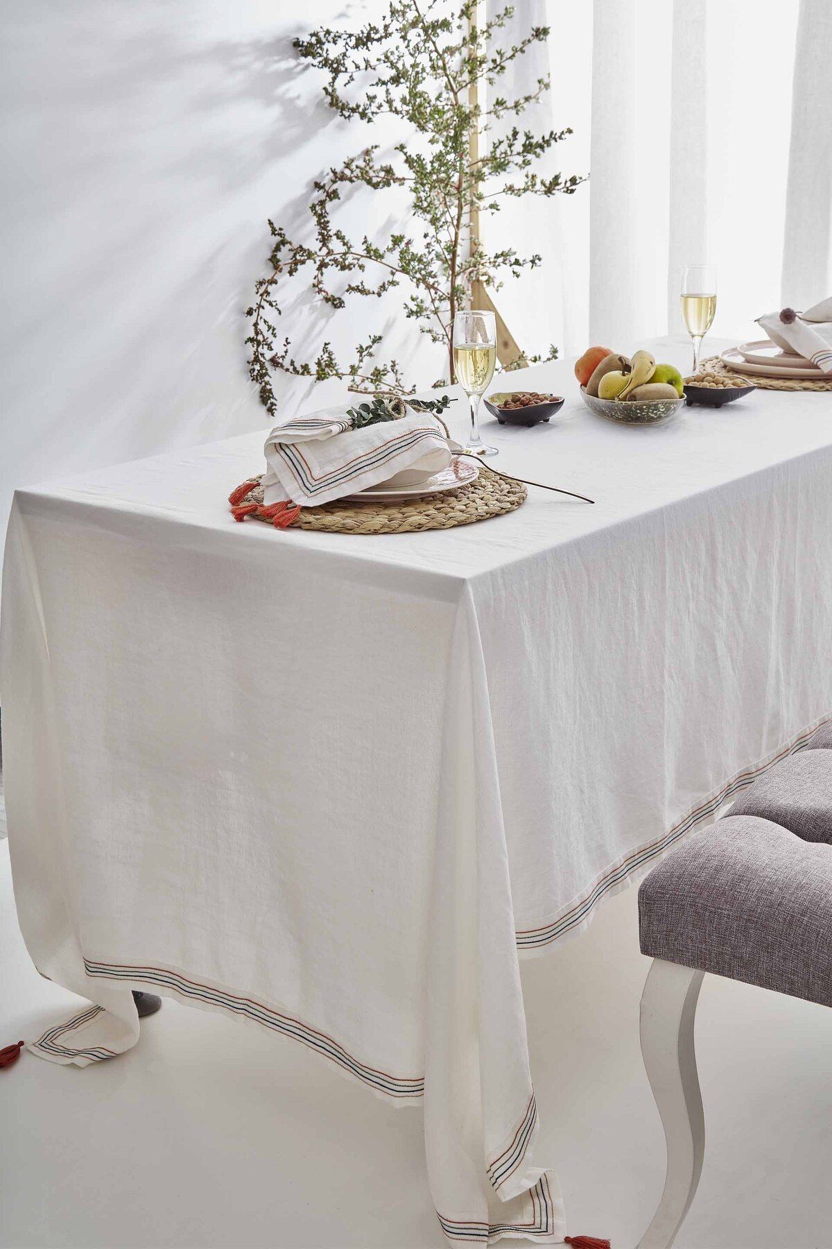 JOJOMIA Este Keten ve TENCEL™ Masa Örtüsü 160x280 Krem