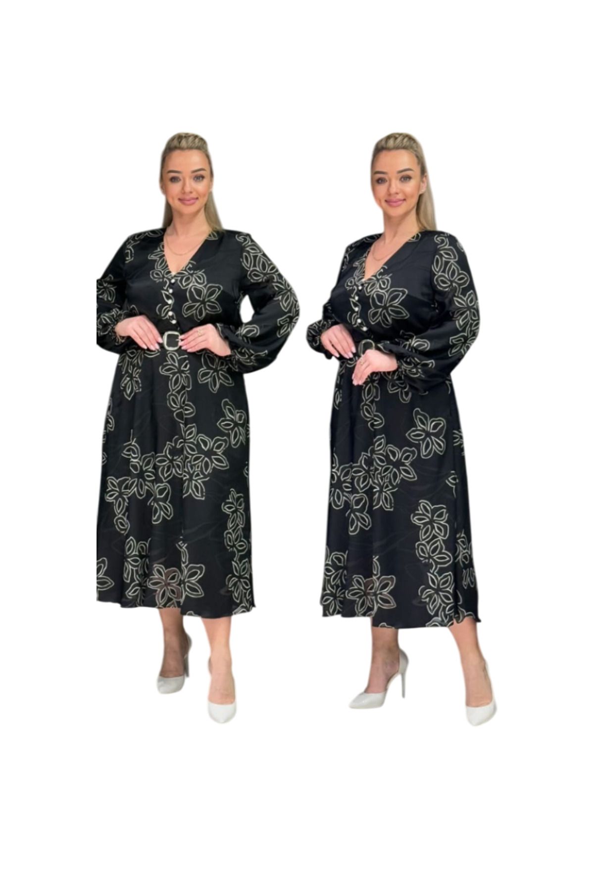 TESSY KADIN BÜYÜK BEDEN DESENLİ ELBİSE