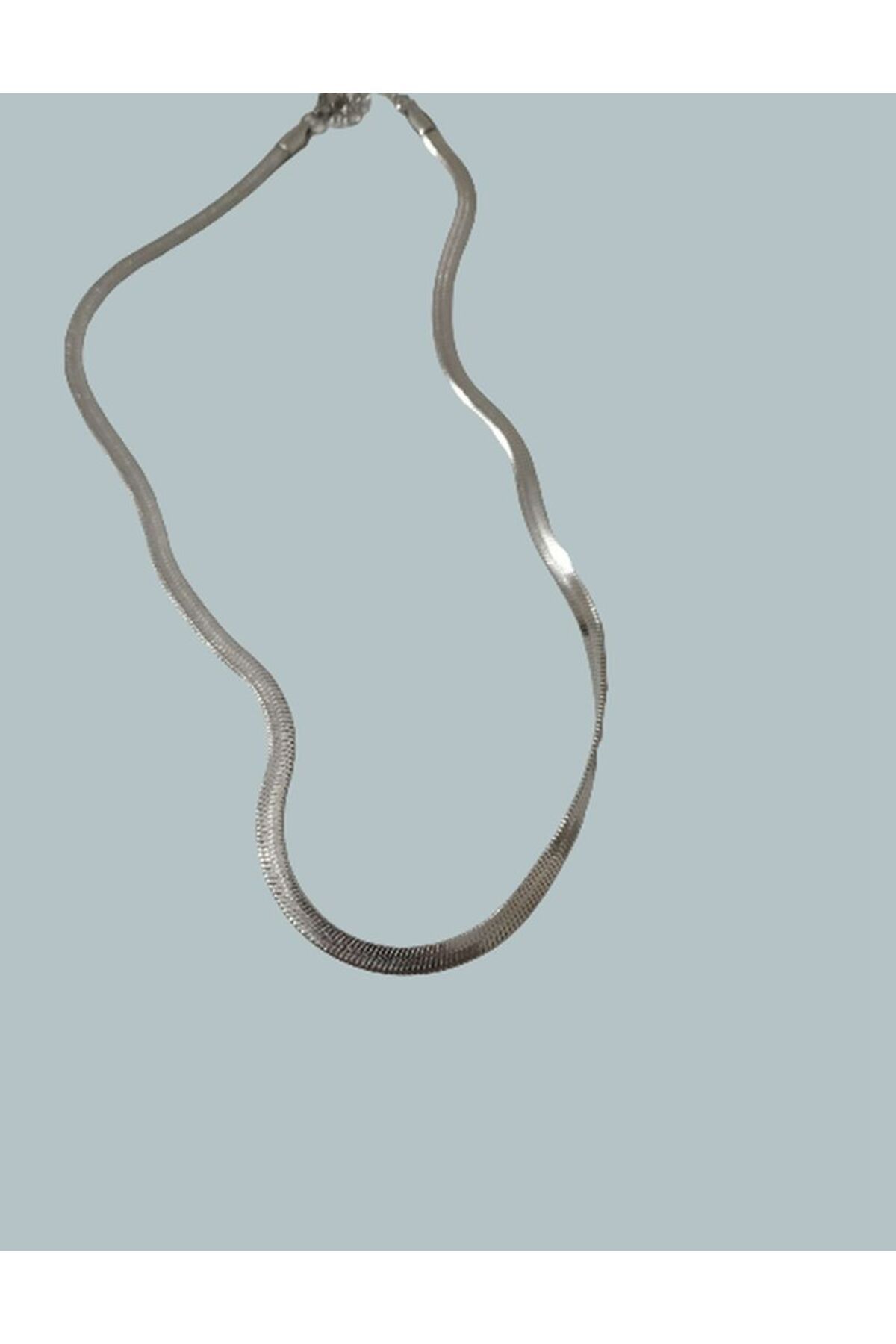 MSBTAKI stainless steel Paslanmaz 316L Çelik Italyan Ezme Zincir Kolye 45 Artı 5 Cm