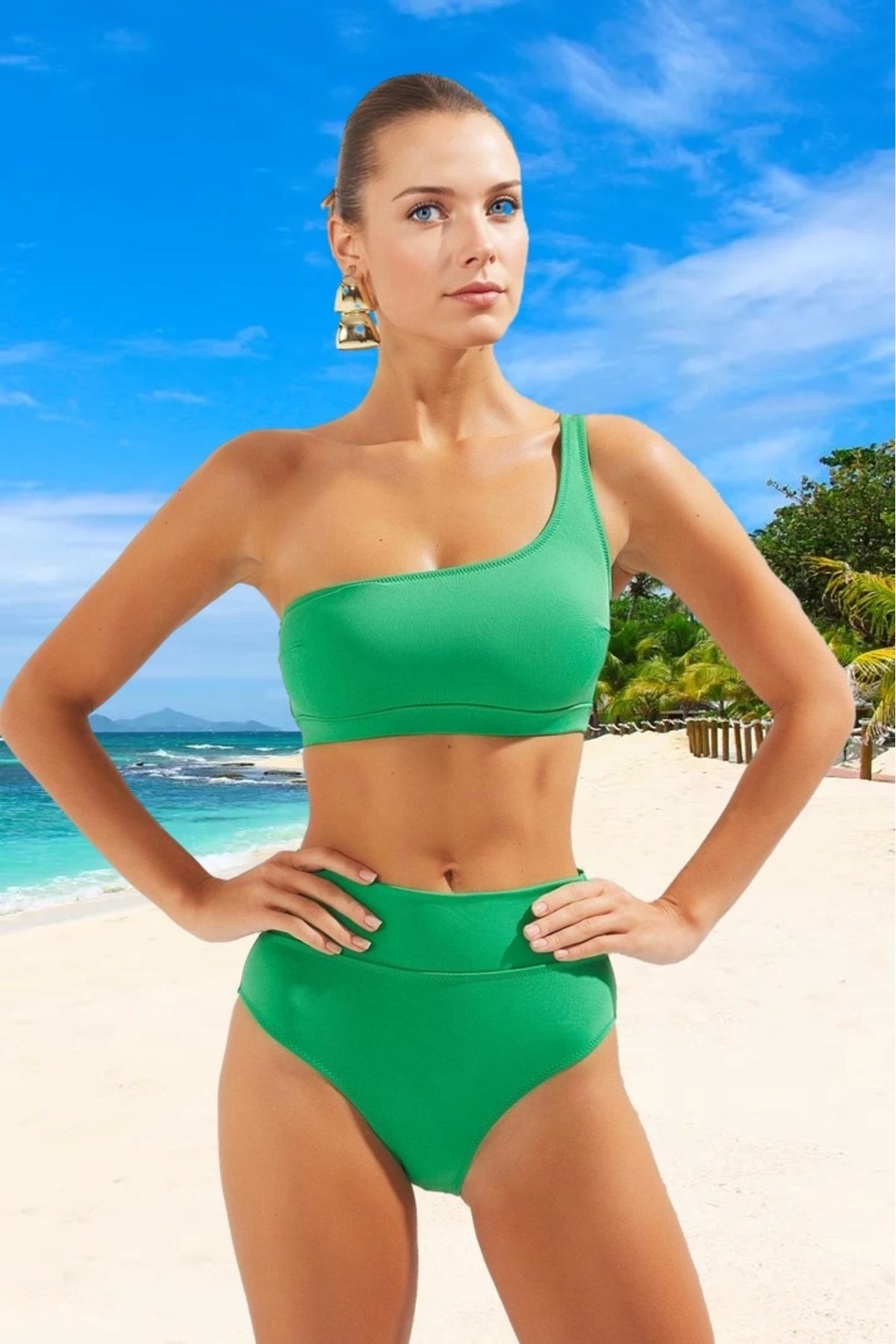 PayBuy Tek Omuz Bikini Takımı Su Sporları İçin Hızlı Kuruyan Ergonomik Kesim Özel Tasarım