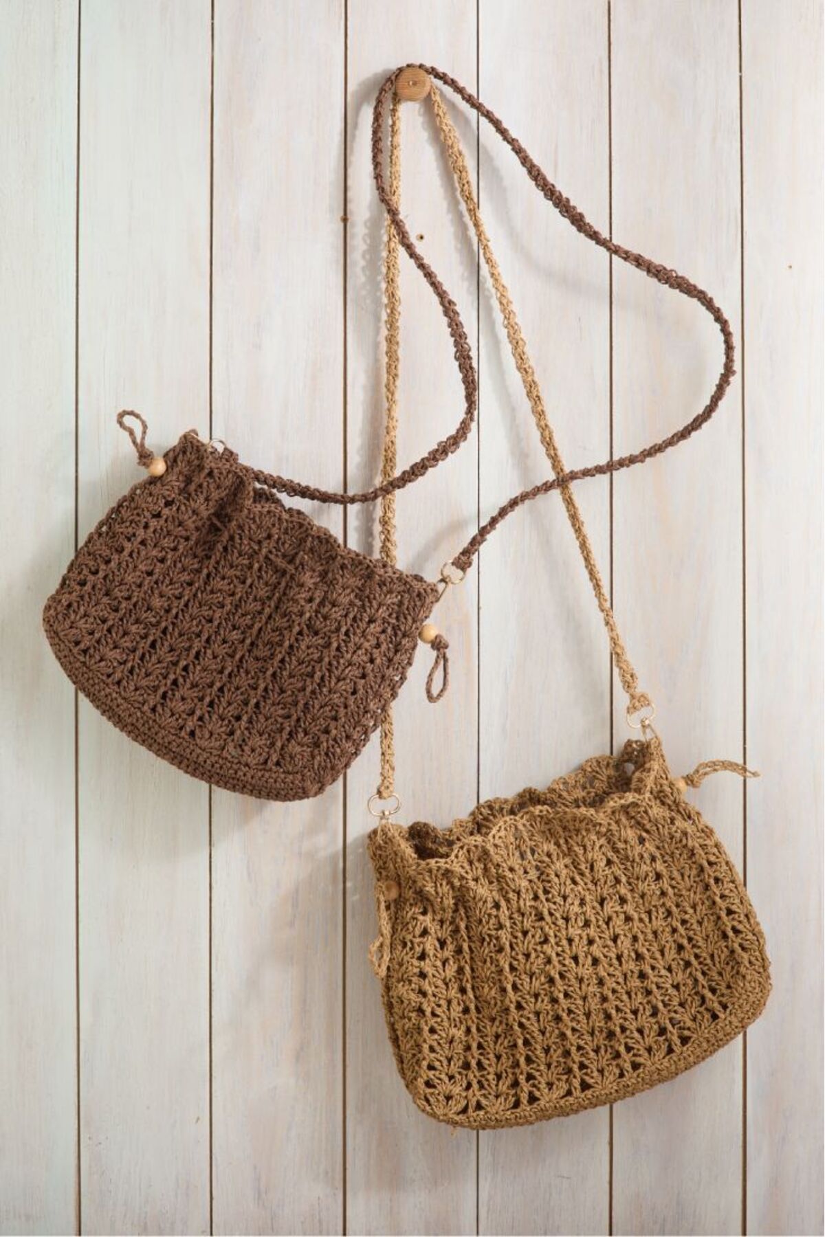 Talinhandmade El Yapımı Hasır Orta Boy Kol Çantası - Koyu Kahverengi