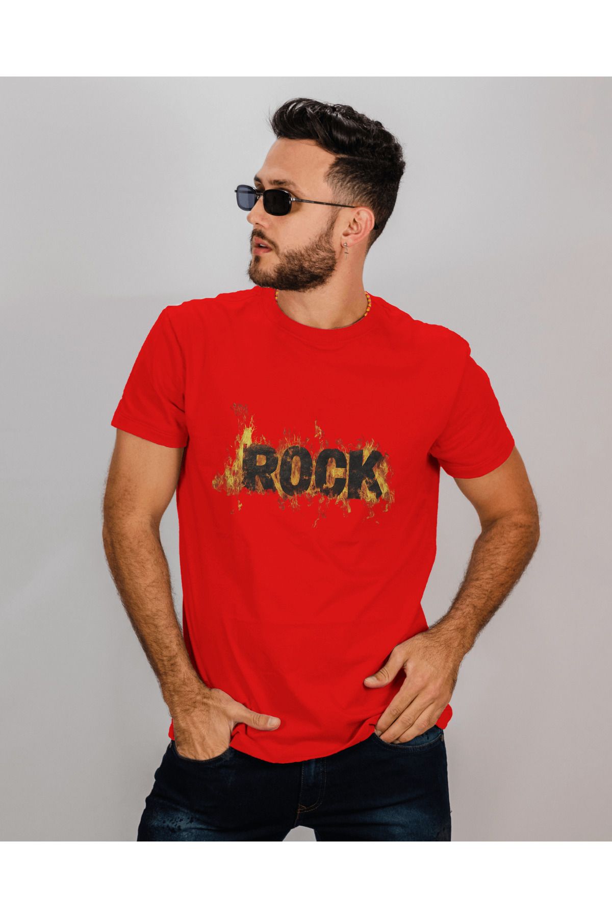 BELLACHIA Alevli "ROCK" Baskılı Siyah Erkek Tişört – Asi ve Karizmatik Stil!