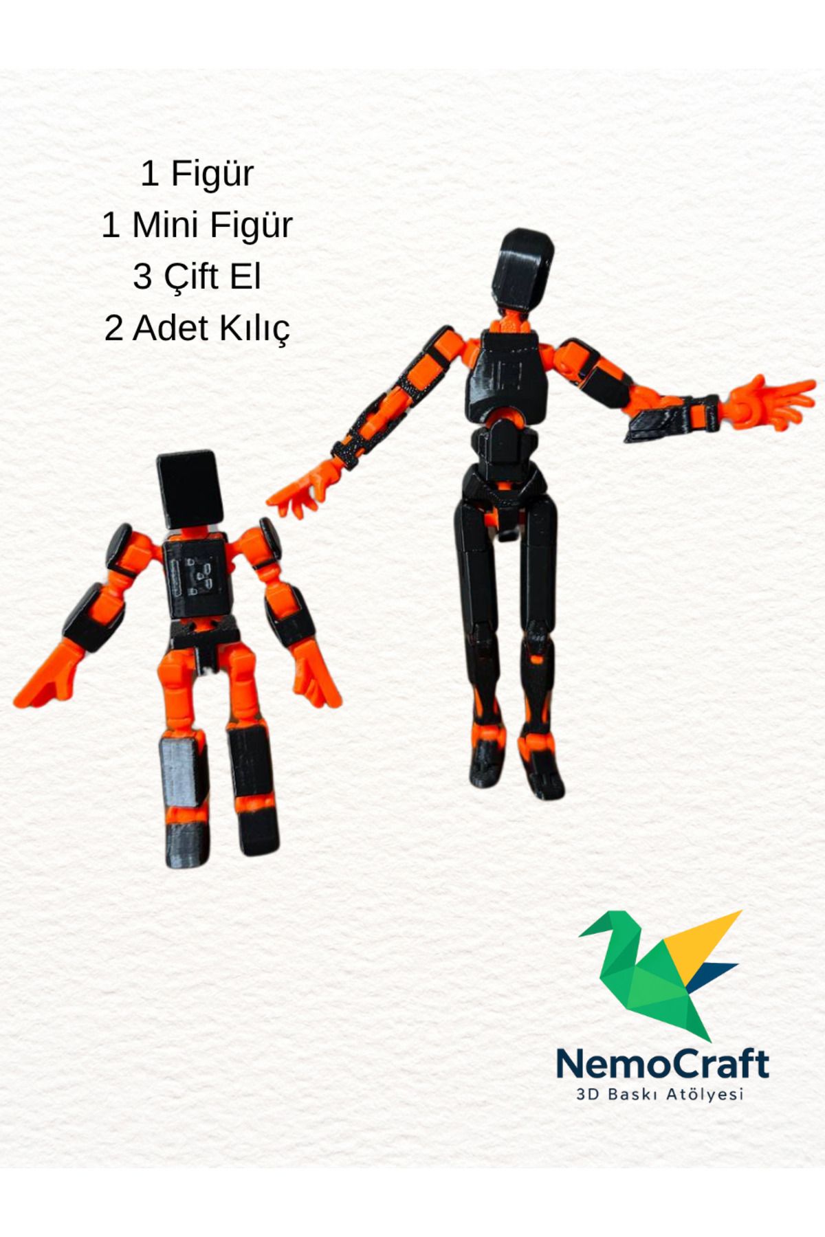 NemoCraft Lucky 13 Oynar Eklemli Robot Figür Dumy Oyuncak Turuncu Set 14cm