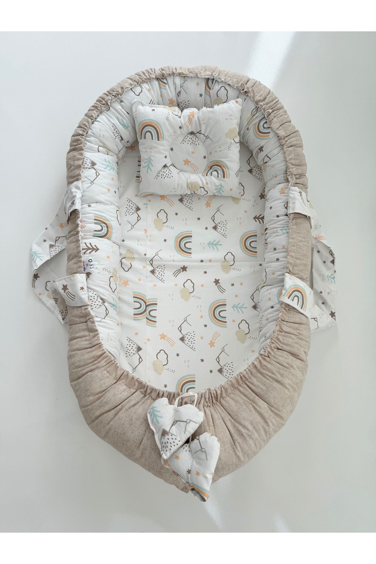 Jaju Baby Kahve Dağ Desen Kumaş Anne Yanı Babynest
