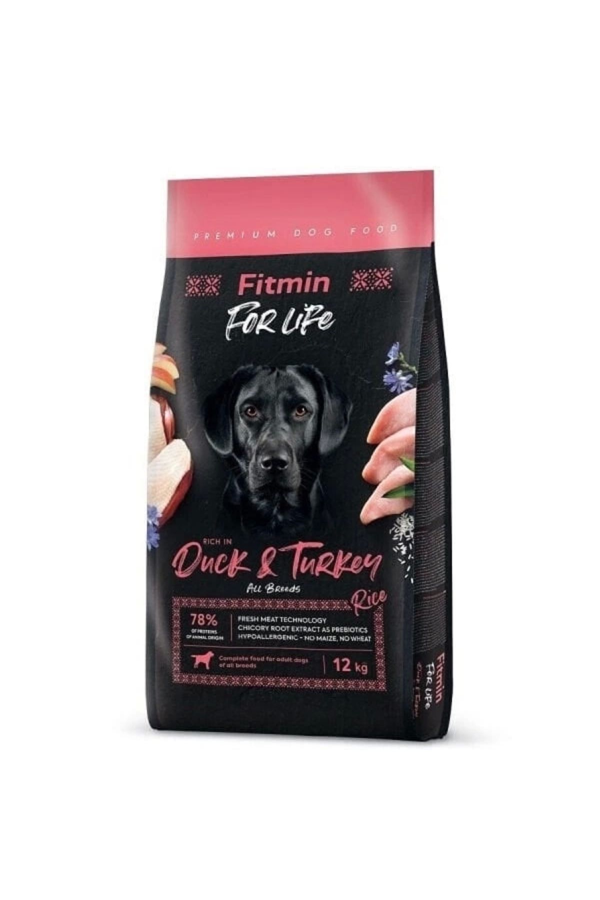 ShopNova Fitmin For Life Tüm Irklar için Ördek ve Hindi Etli Yetişkin Köpek Maması 12 Kg