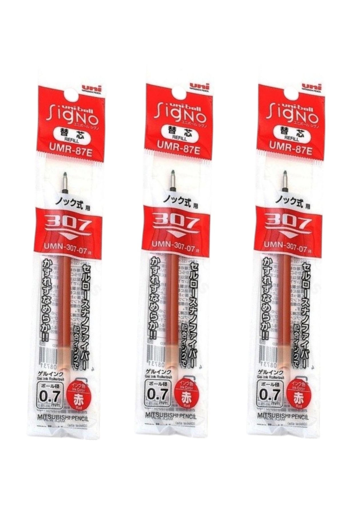 UNİ-BALL UNİBALL SİGNO 307 0.7 JEL KALEM YEDEĞİ KIRMIZI ( 3 Adet)