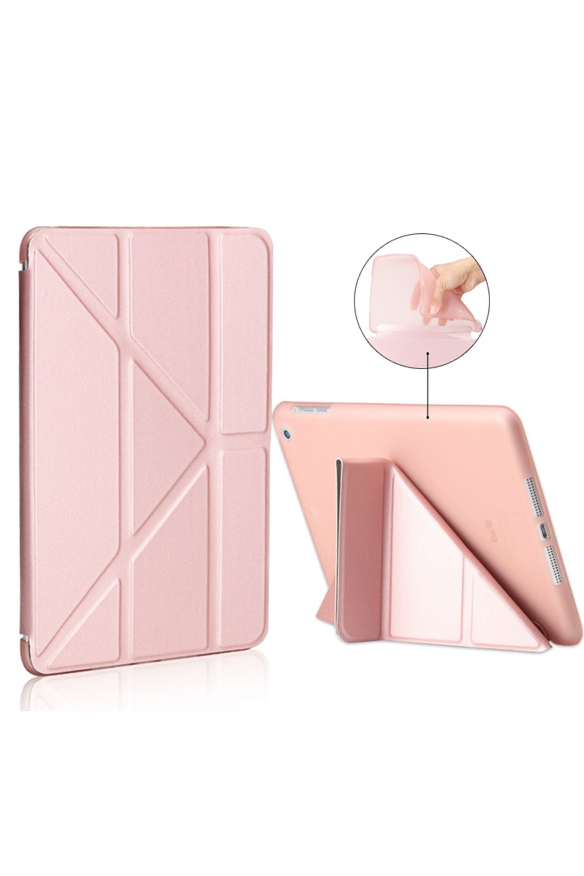 Smart Tech Apple iPad 5 ve 6 Nesil Uyumlu Smart Cover Üçgen Stand Arkası Şeffaf Tablet Kılıfı
