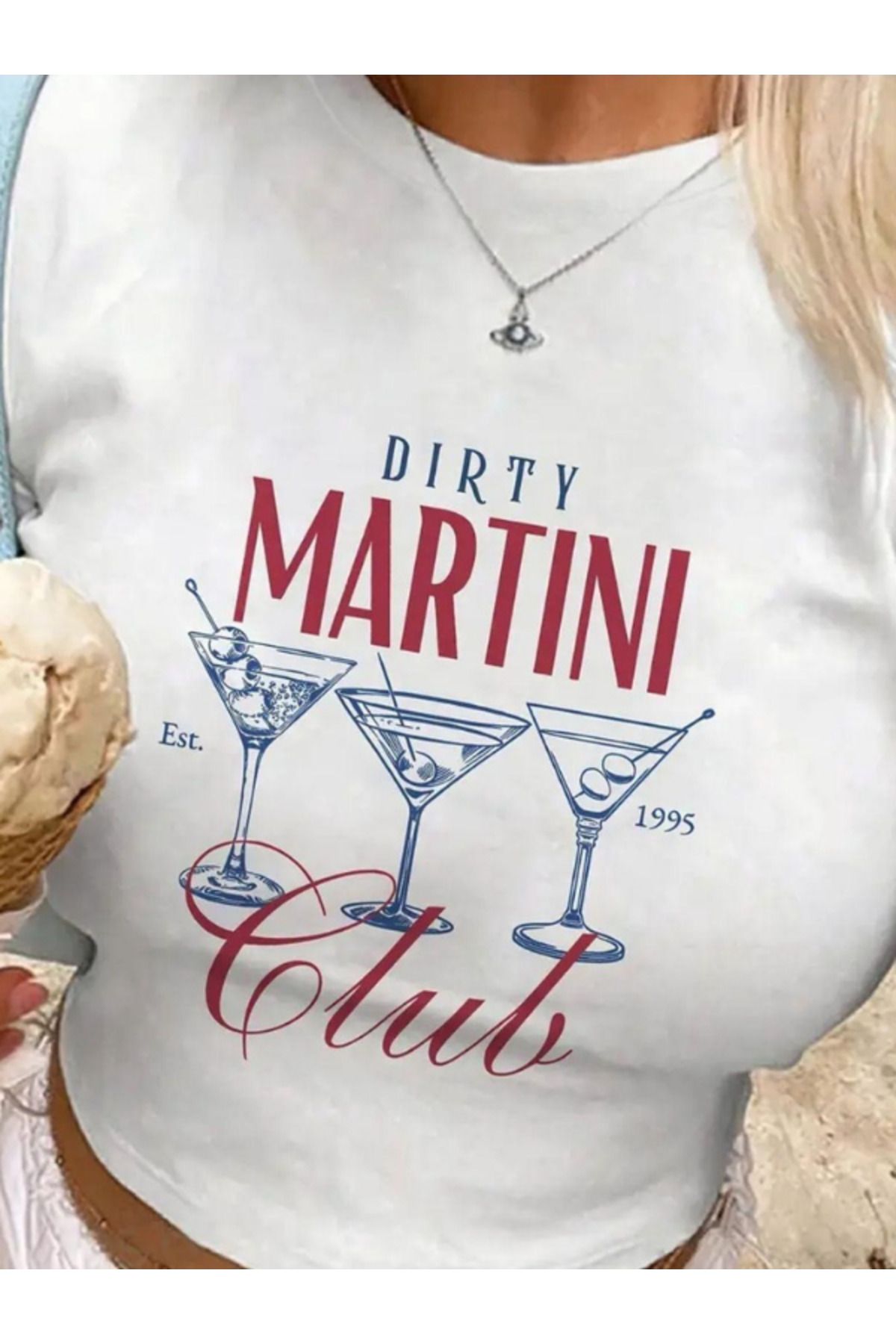 DEEFWEAR DREICH DIRTY MARTINI CLUB BASKILI BEYAZ CROP