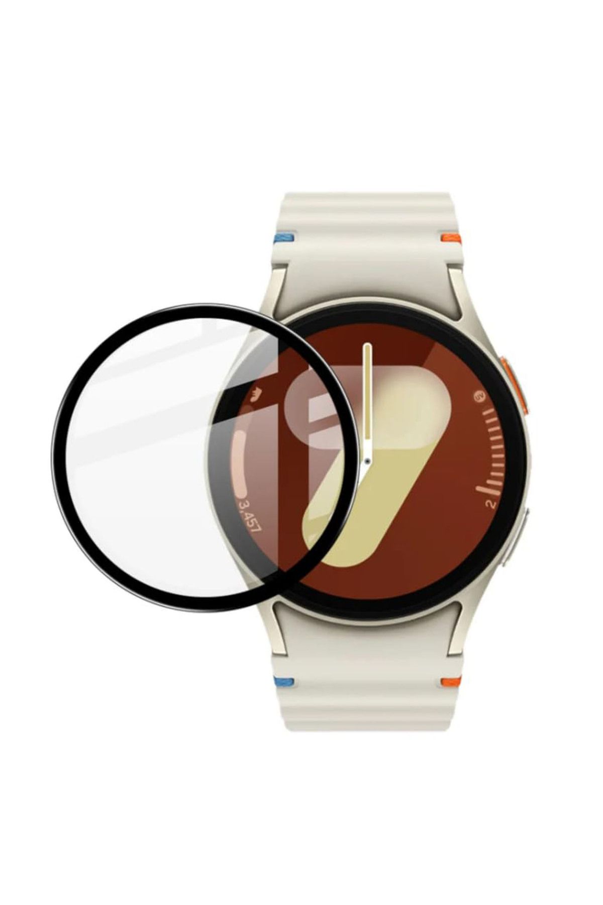 Forzacase Samsung Galaxy Watch FE ile uyumlu Çerçeveli Tam Kaplayan 3D Pet Ekran Koruyucu Film FC016