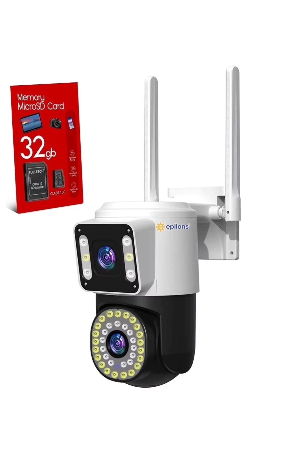 Epilons 32 gb Hafıza Kartlı 4MP Yoosee Çift Lens IP Kamera - WIFI Otomatik İzleme, Su Geçirmez Kablosuz Güve