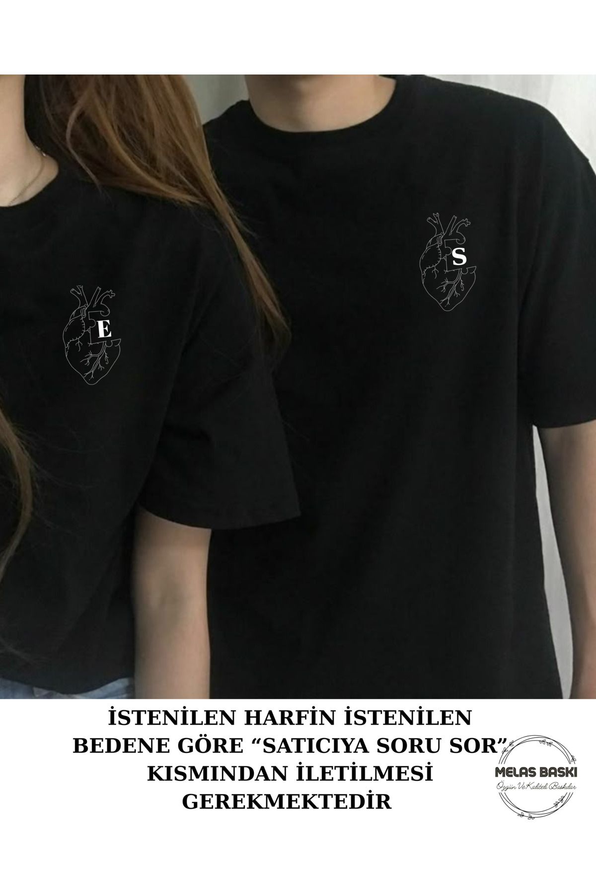 MELAS BASKI PAMUKLU ÇİFT&SEVGİLİ ÖZEL TASARIM BASKILI TİŞÖRT