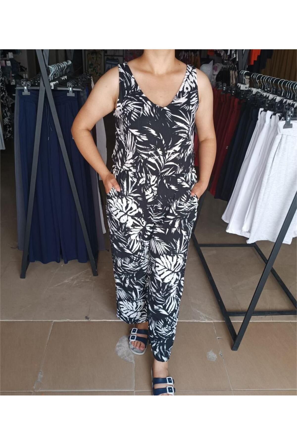 MODA BÜRÜMCÜK DESENLİ CEPLİ KADIN TULUM DESENLİ TULUM