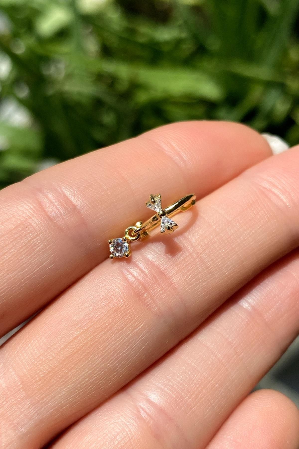 Spossy Silver Jewelry Fiyonk Tasarım Halka Piercing Küpe