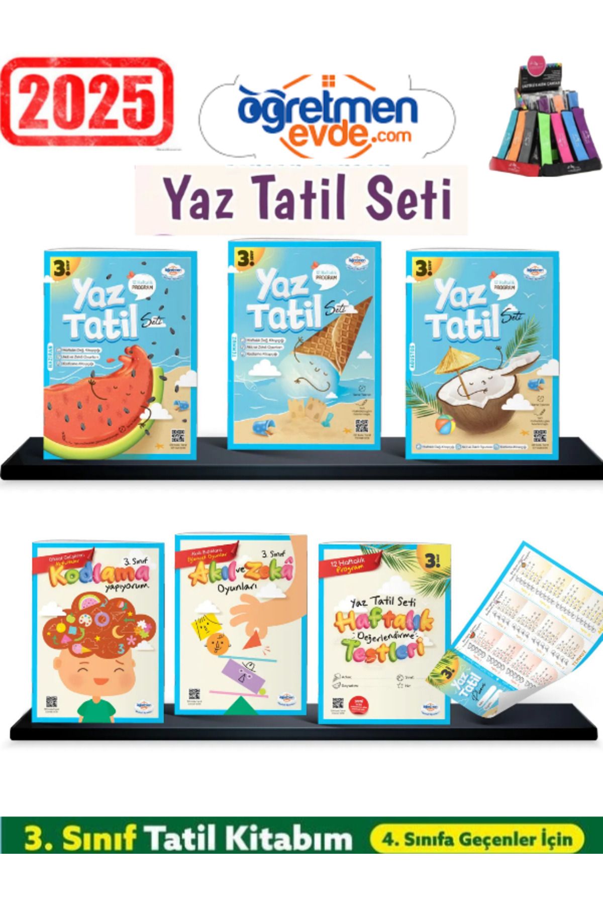 Fenomen Yayıncılık Öğretmen Evde 2025 3.Sınıf 7 Parça Yaz Tatil Kitabı(Yeni Ürün)+Kalemlik