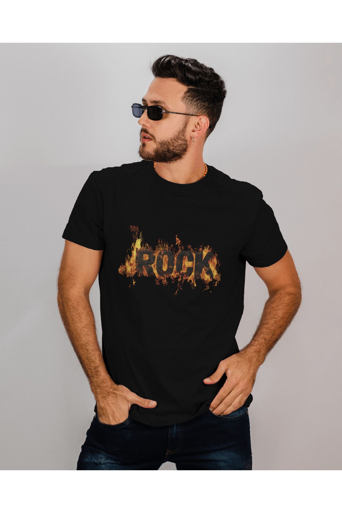 BELLACHIA Alevli "ROCK" Baskılı Siyah Erkek Tişört – Asi ve Karizmatik Stil!