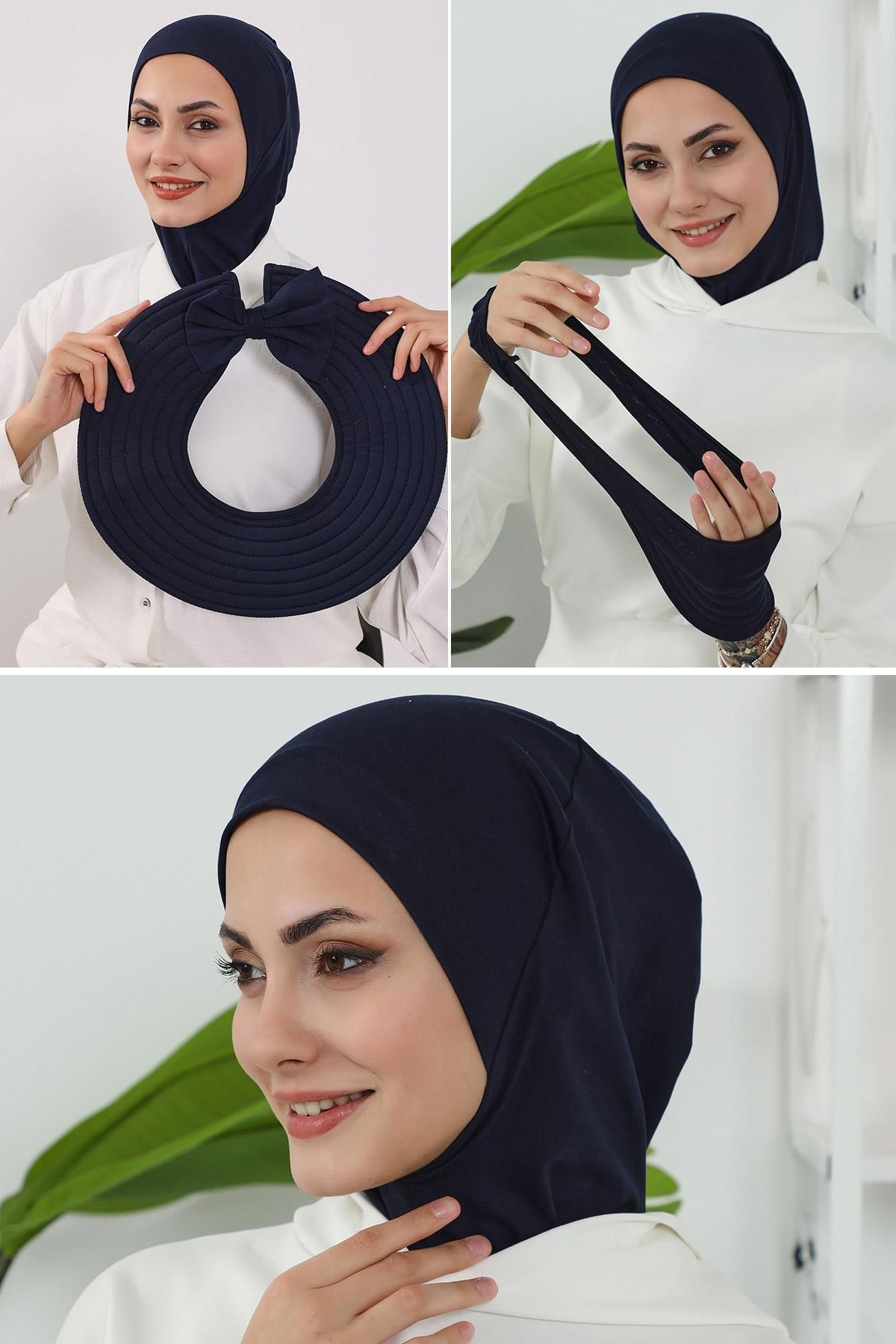 Aisha's Design 3'lü Tak-Çık Bone,Siperlik ve Şapka Seti Tesettür,ST-1P
