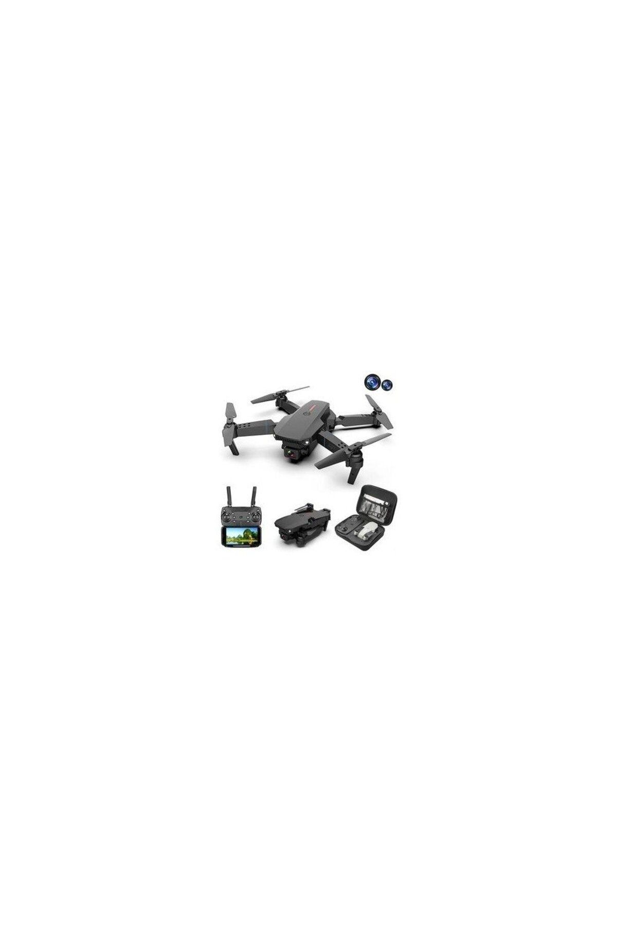 BLUE İNTER E88 4k Hd Çift Kameralı App Kontrol Wifi Katlanabilir Drone Siyah