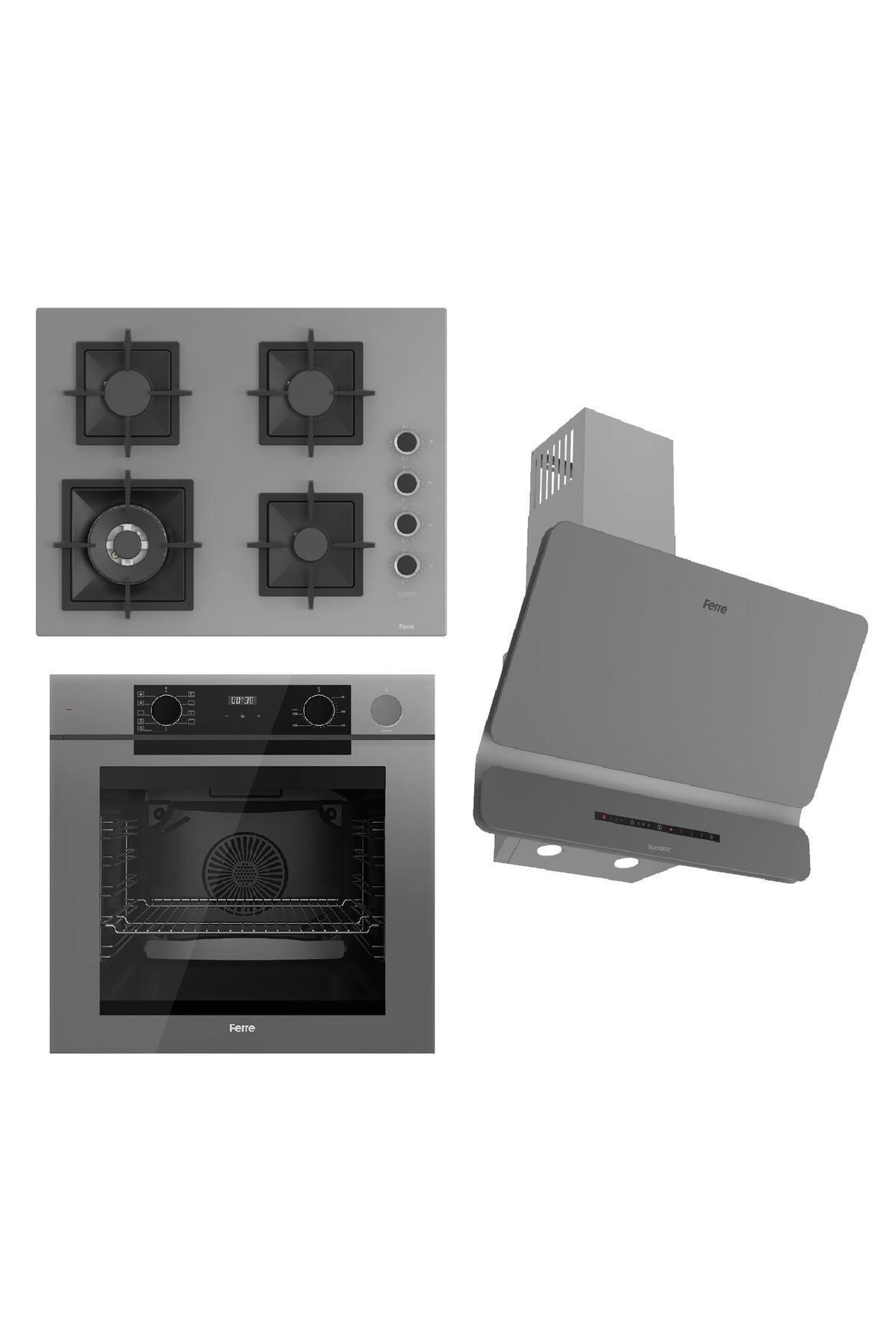 Ferre STEAMART-FRYART-SILENTART Serisi Gri Set (SC408-WFA + QEP64CPR +D082-SA ) - Döküm Izgara / 65