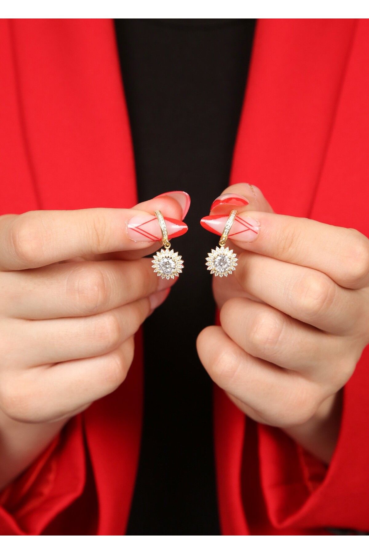 LİNOVE JEWELLERY Güneş Motifli Küpe, 925 Ayar Gümüş Küpe, Güneşli Gümüş Küpe, Zarif Gümüş Küpe