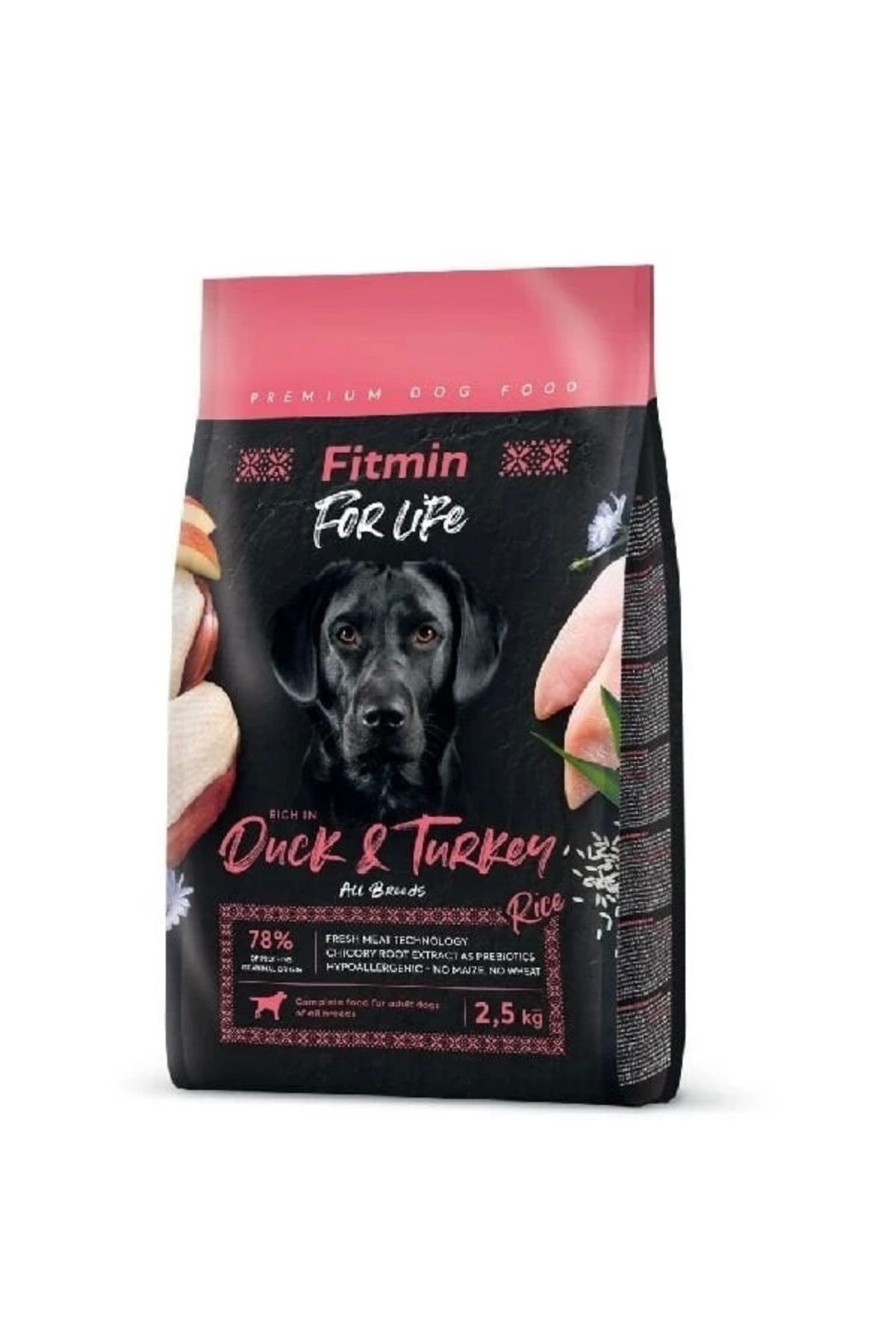 ShopNova Fitmin For Life Tüm Irklar için Ördek ve Hindi Etli Yetişkin Köpek Maması 2.5 Kg