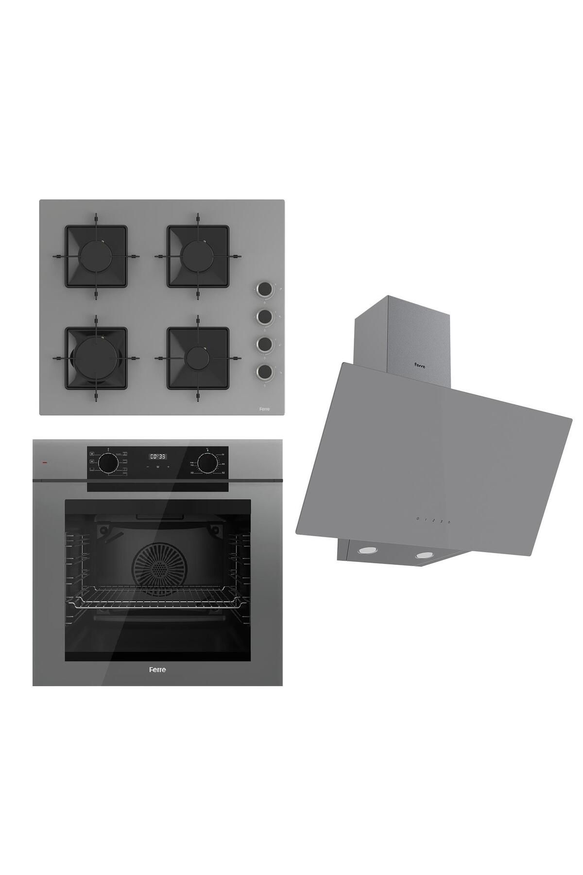 Ferre FRYART Serisi Gri Set (SS208 + QEP63CPR +D079 ) - Emaye Izgara