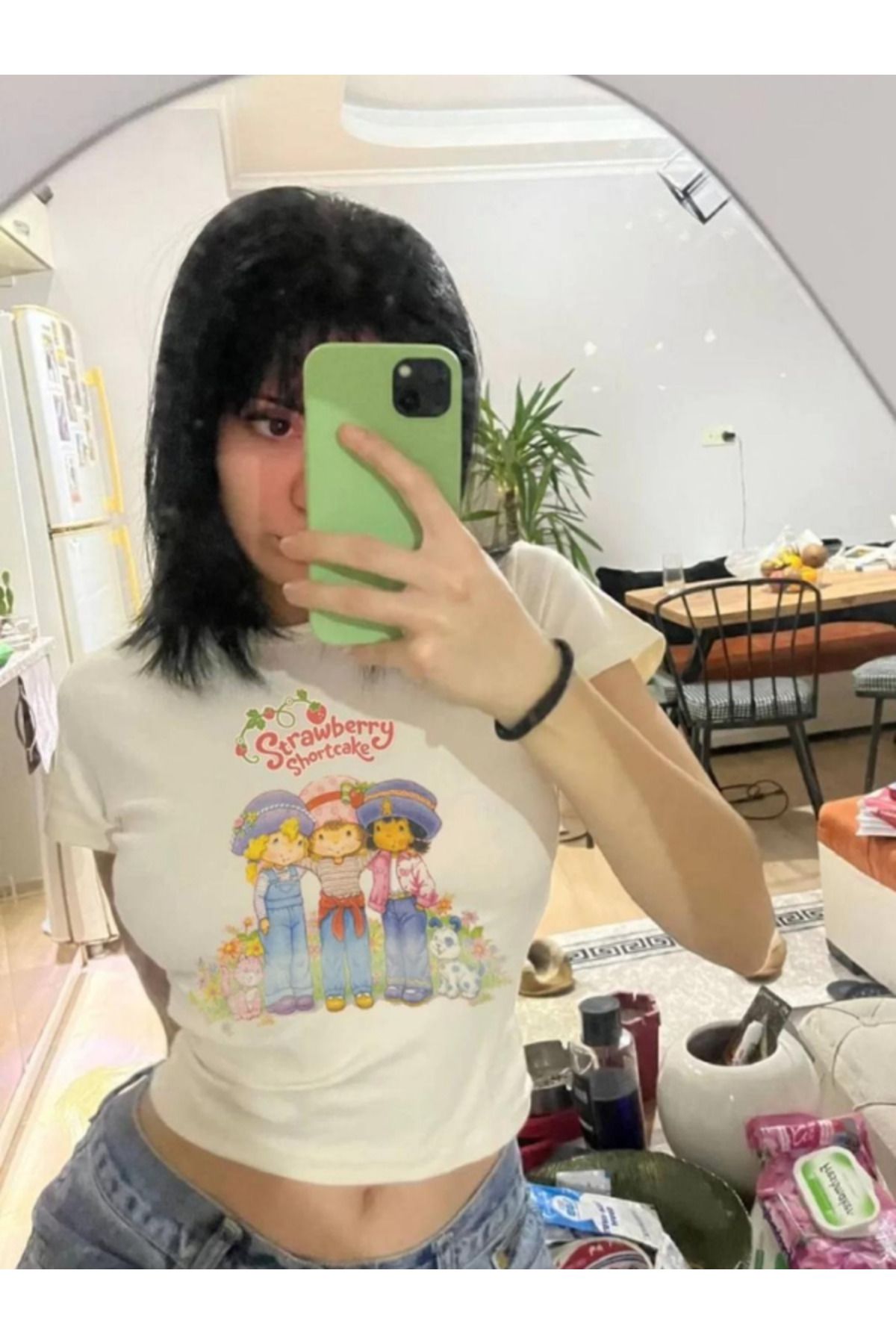 DEEFWEAR DREICH ÇİLEK KIZ BASKILI BEYAZ CROP