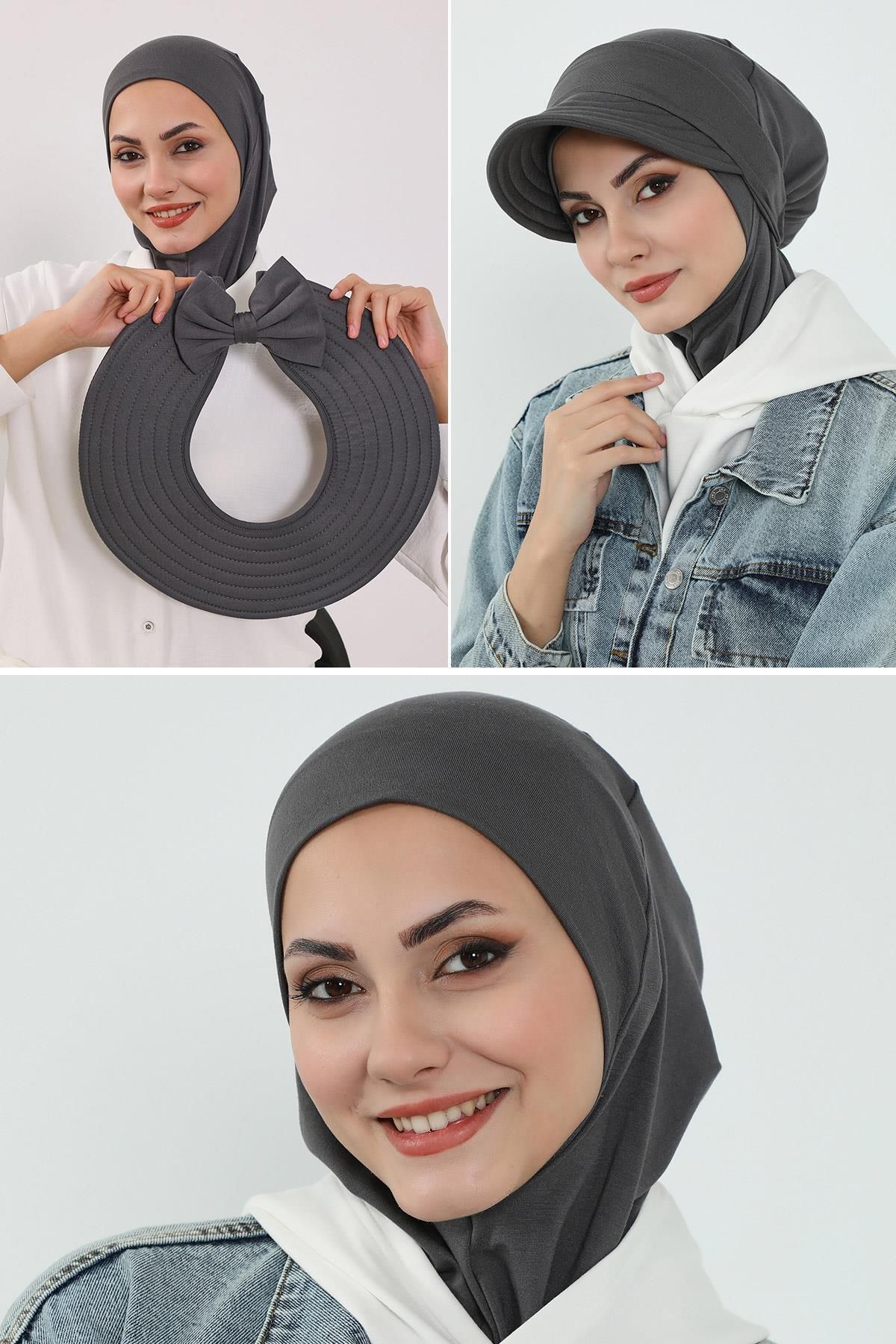 Aisha's Design 3'lü Tak-Çık Bone,Siperlik ve Şapka Seti Tesettür,ST-1P