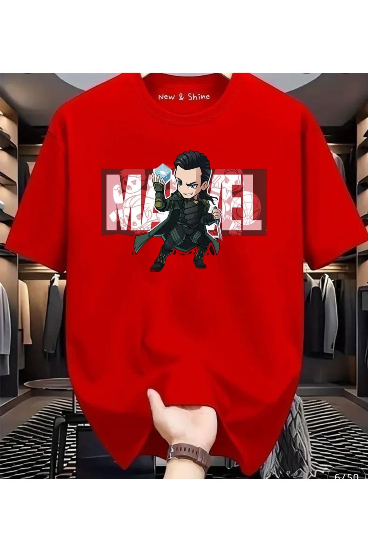 New Shine Süper Kahraman Loki Baskılı Oversize T-Shirt