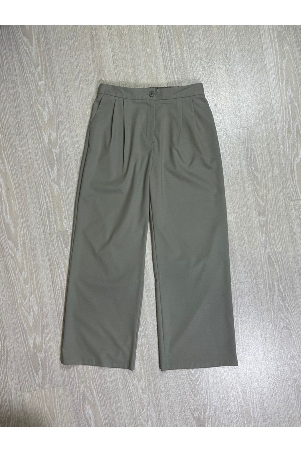 Düşes-Kaside Kadın Siyah Beli Lastikli Geniş Paça Pantolon