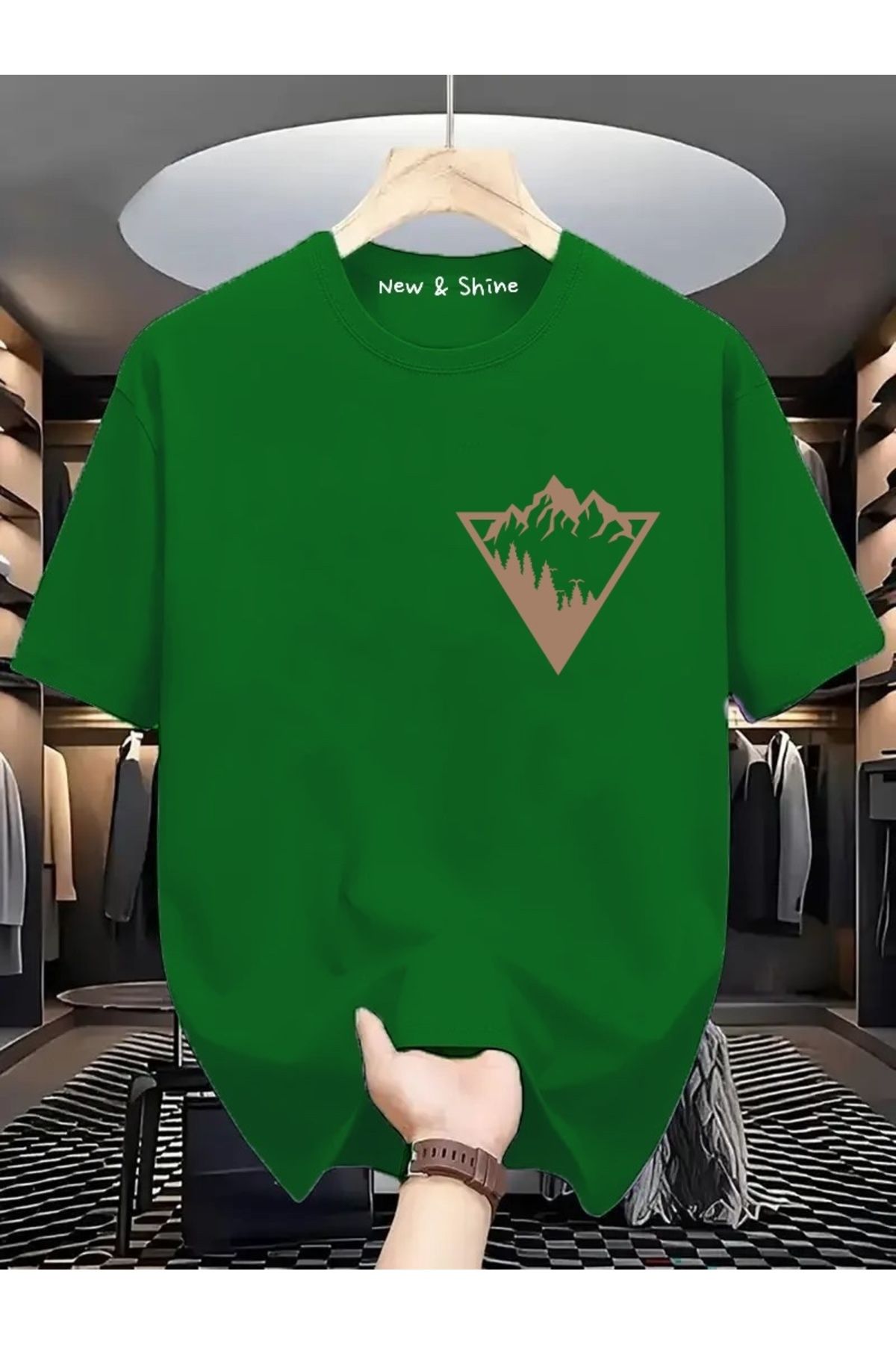 New Shine Dağ Baskılı Oversize T-Shirt