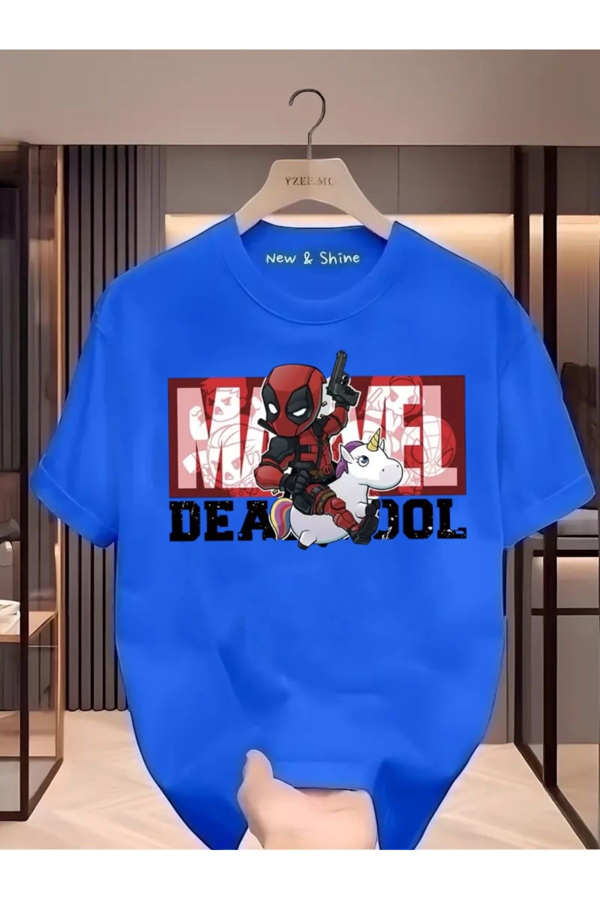 New Shine Süper Kahraman Dead Pool Baskılı Oversize T-Shirt