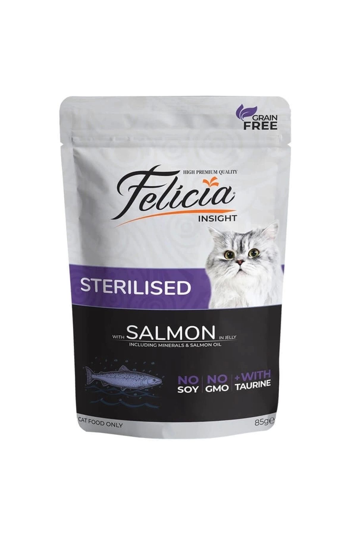 ShopNova Felicia Tahılsız Somonlu Pouch Kısırlaştırılmış Konserve Kedi Maması 85 Gr
