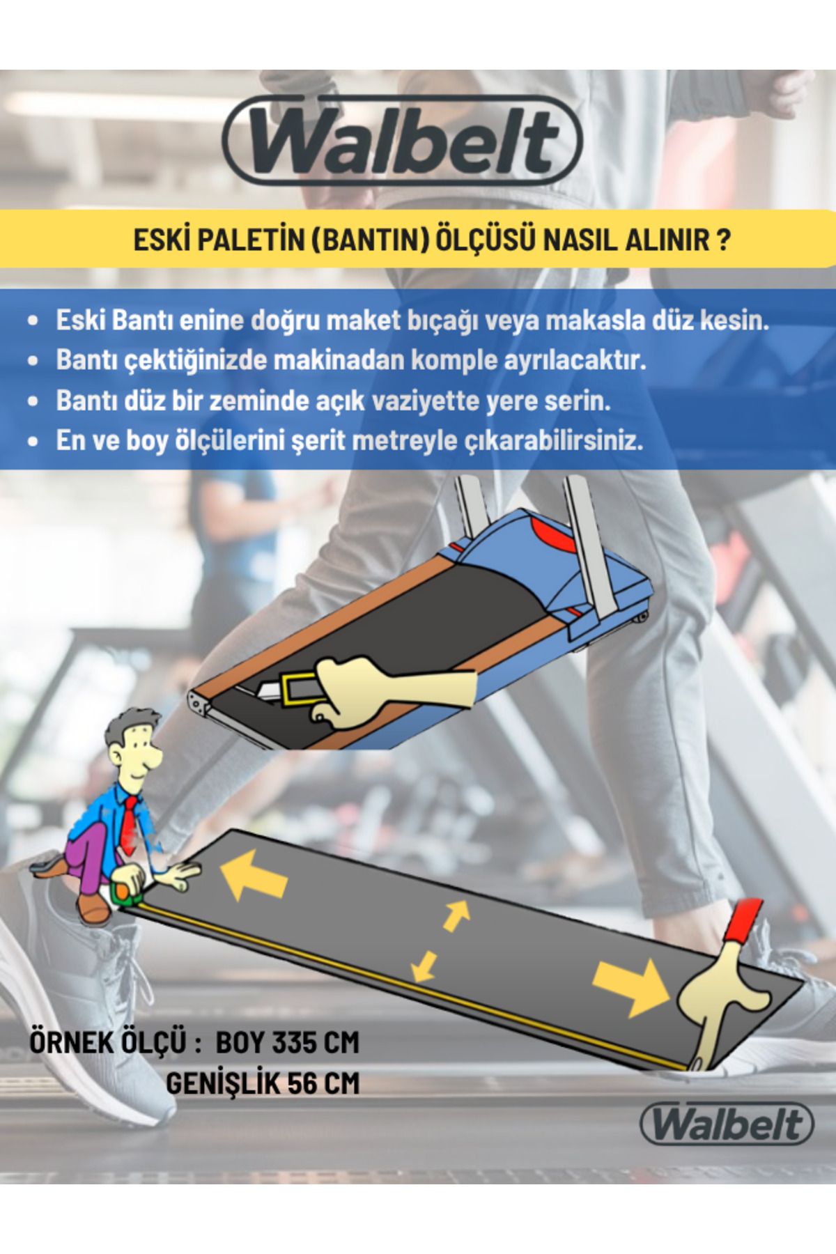 Walbelt Koşu Bandı Paleti (Bantı) Ölçüye göre Hızlı Üretim. Premium Tüm Markalara Uyumlu Bakım Gerektirmez