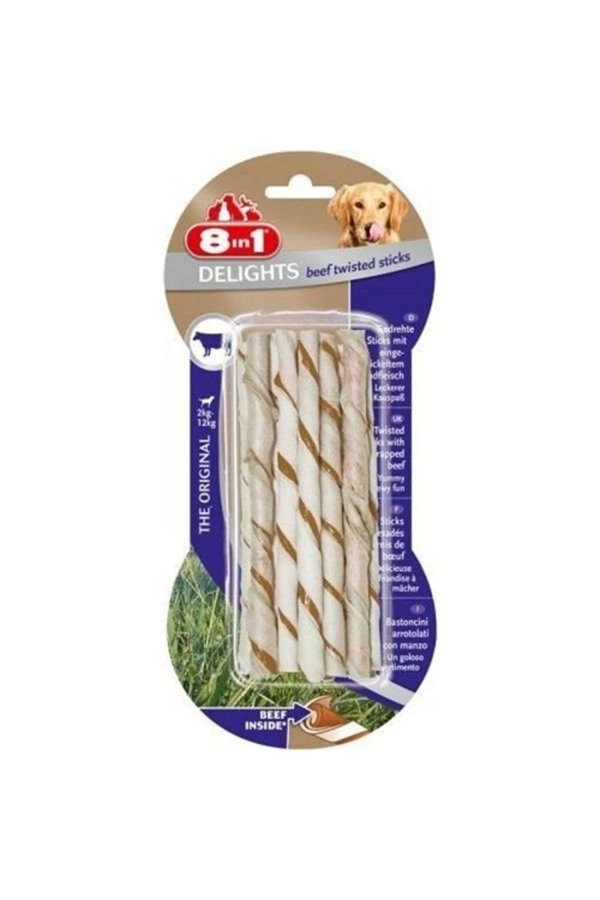 ShopNova 8 In 1 Delights Twisted Biftekli Burgu Köpek Kemik Ödülü 10x55 Gr