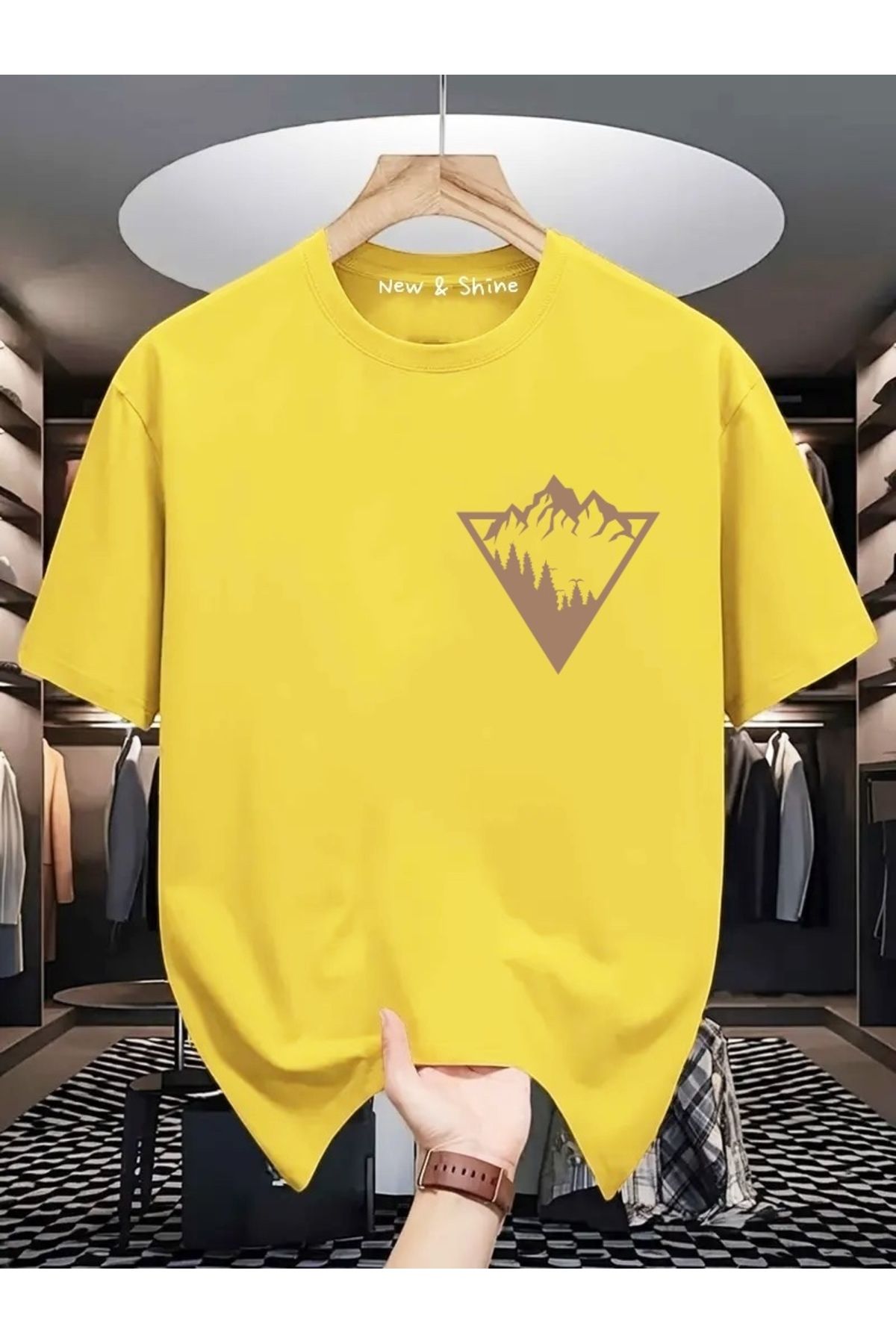 New Shine Dağ Baskılı Oversize T-Shirt