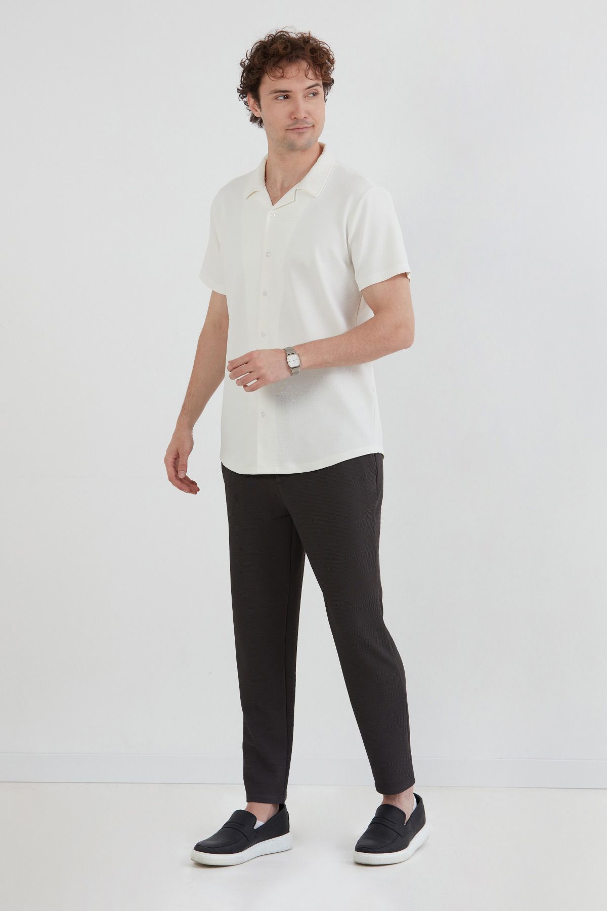Fulla Moda-Basic Crepe Fabric Buttoned Shirt 3