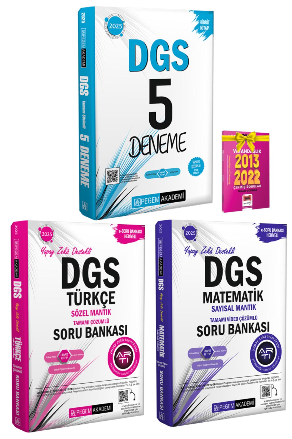 Pegem Akademi Yayıncılık 2025 Pegem DGS Türkçe Soru Bankası+Matematik Soru Bankası+DGS Deneme+