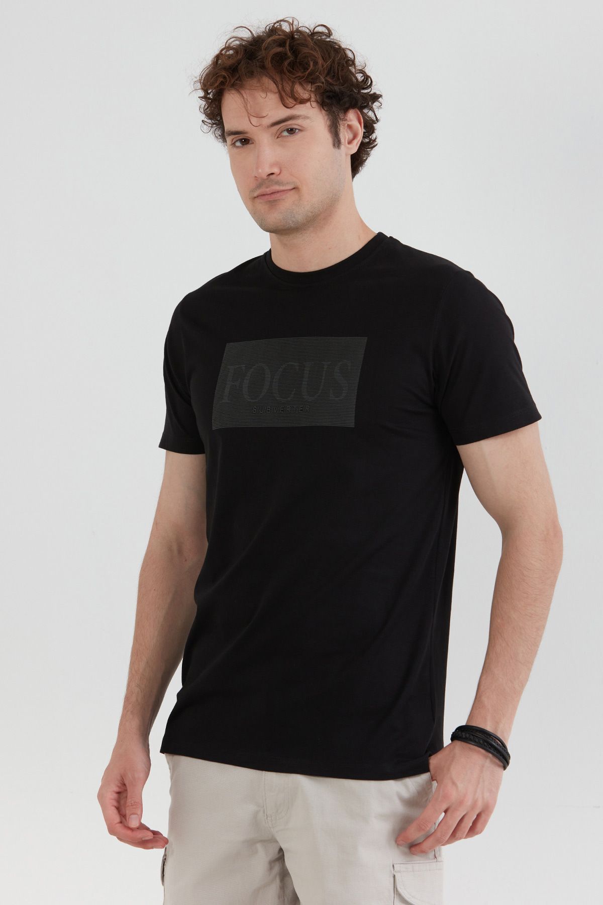 Fulla Moda Focus Yazı Baskılı Kabartmalı Tişört