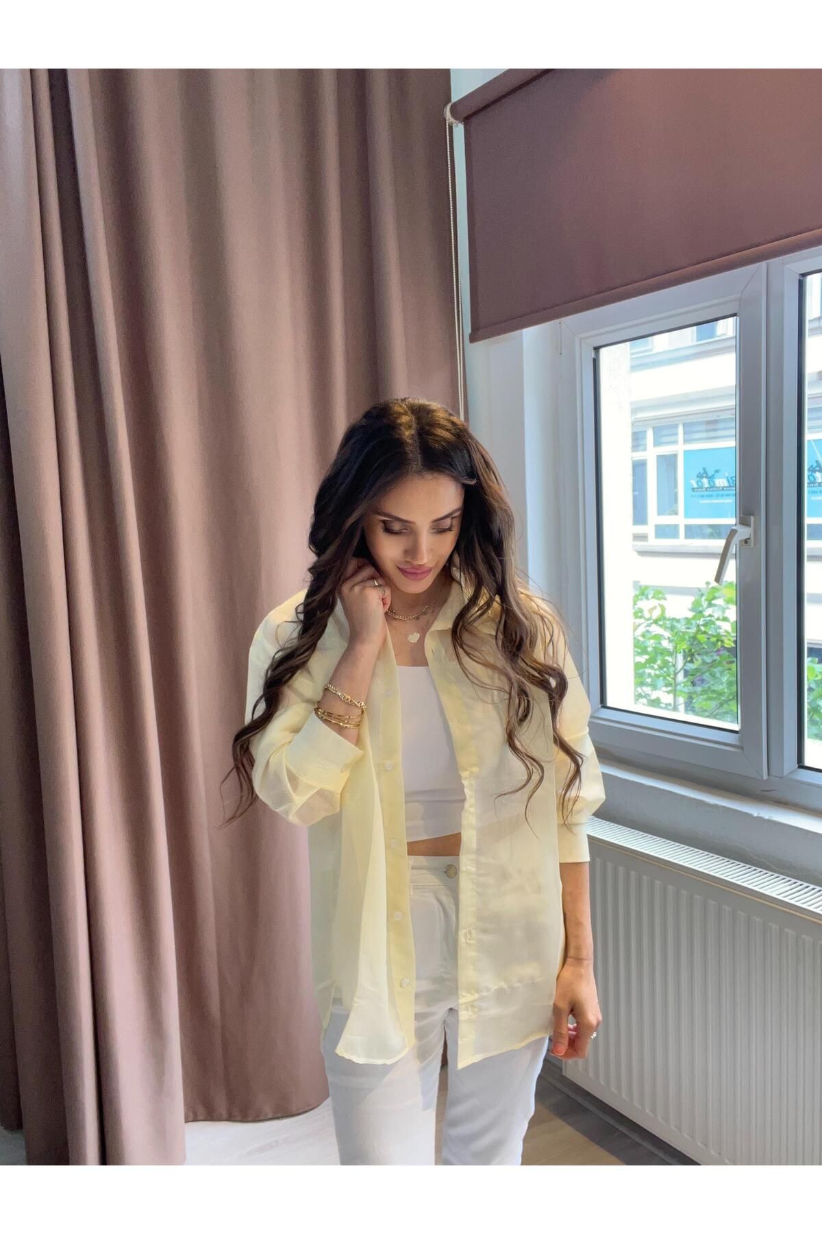 MODA Sarı Transparan Gömlek