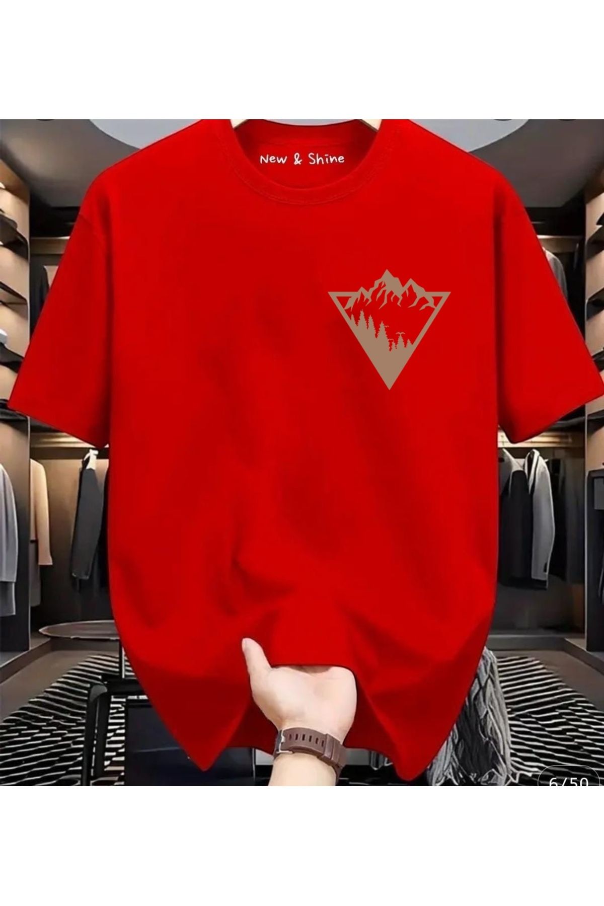 New Shine Dağ Baskılı Oversize T-Shirt