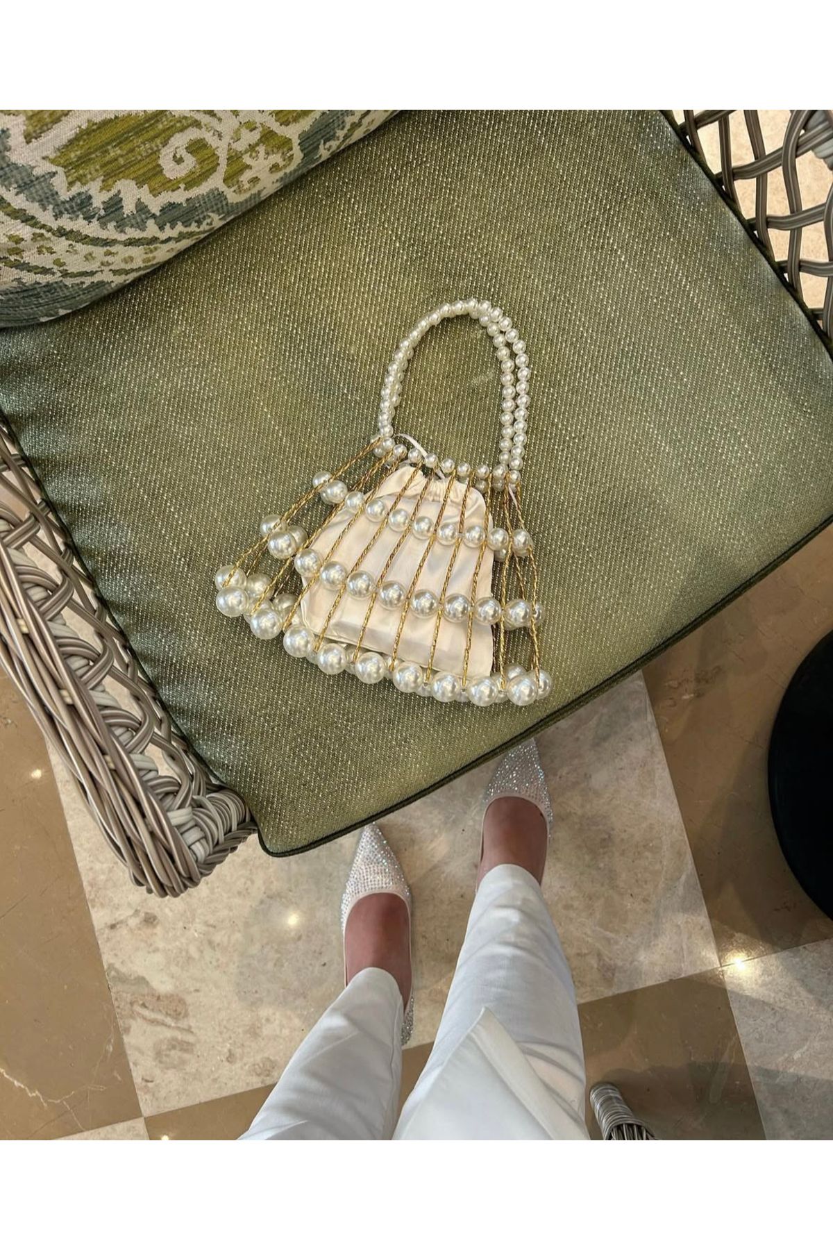 Merve Bayraktar tasarım inci çanta beauty