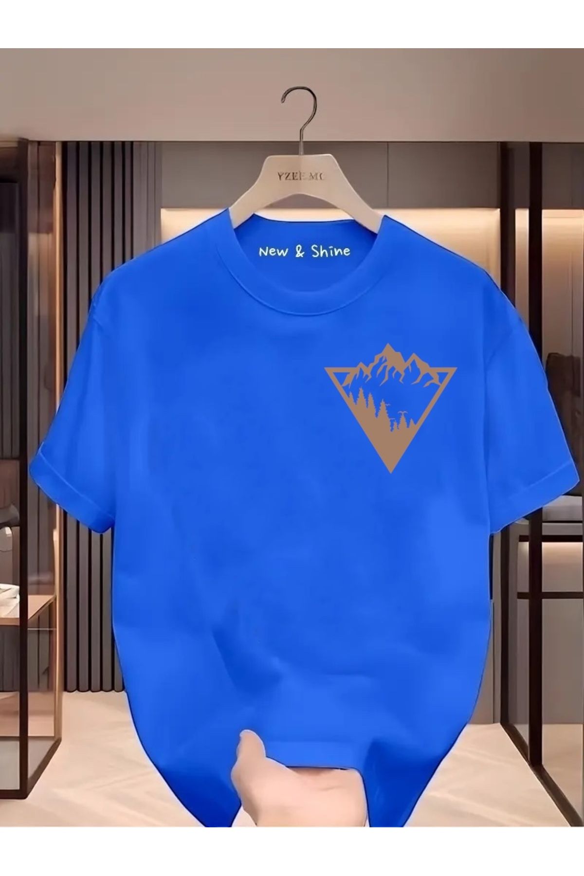 New Shine Dağ Baskılı Oversize T-Shirt