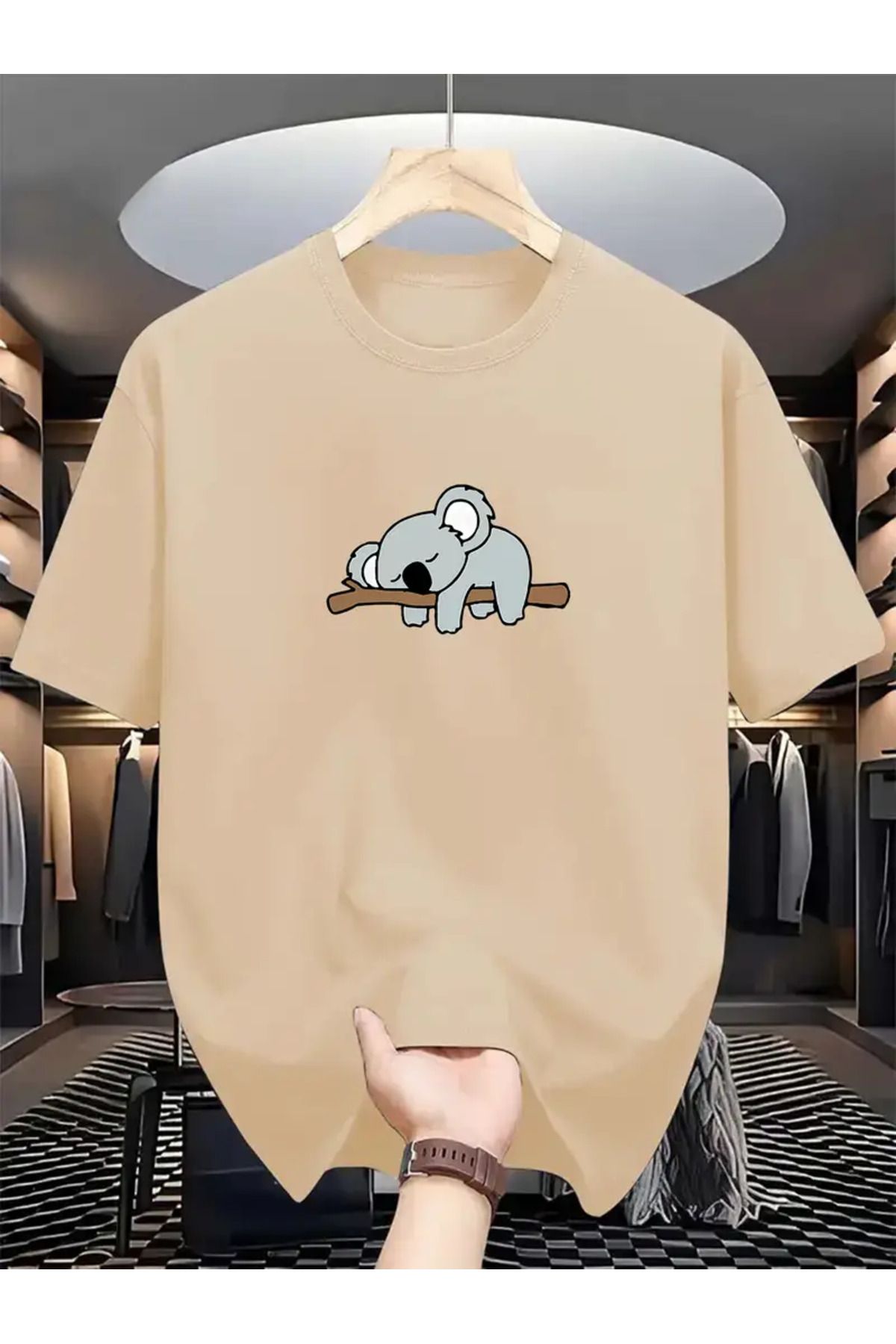 GALASHOP Trendy Uyuyan Koala Grafik T-Shirt
