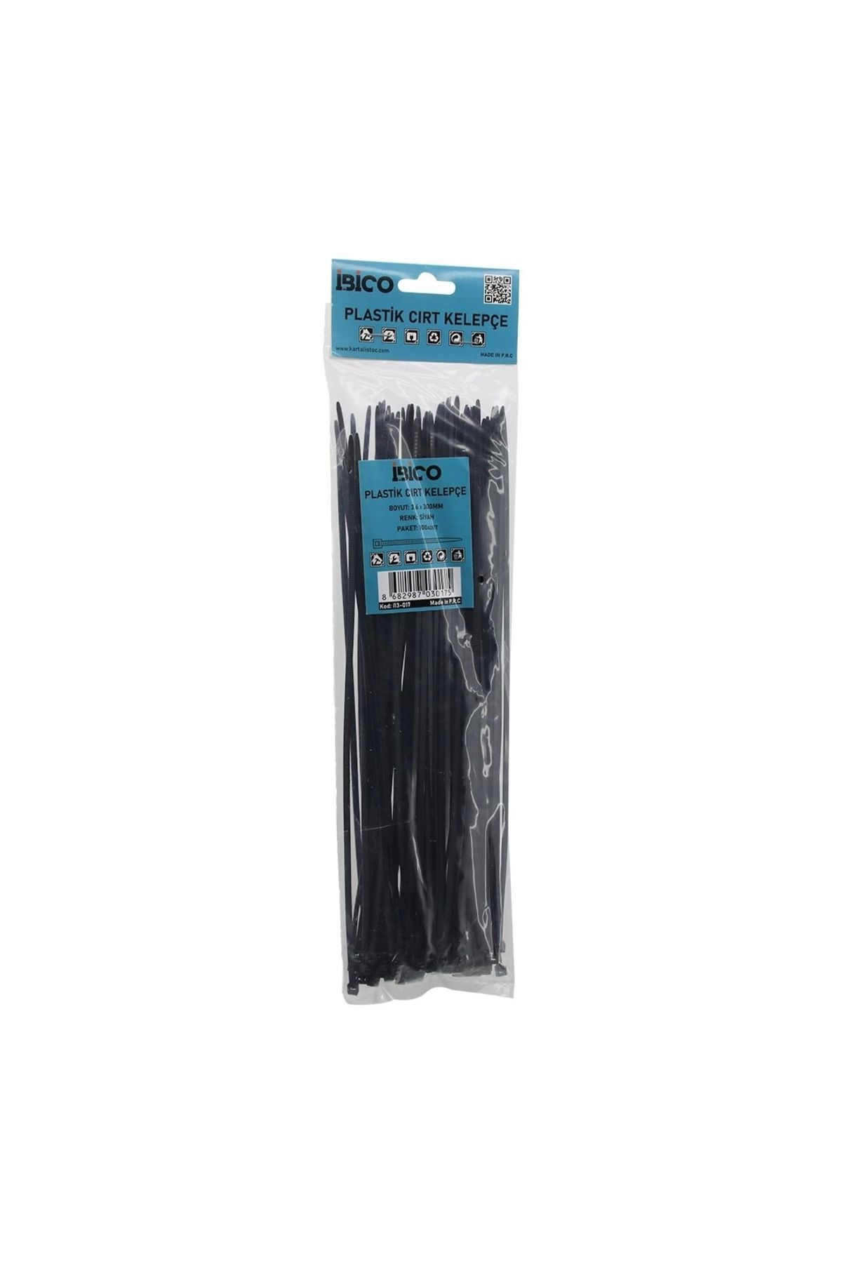 İnnMerry SİYAH 3.6X300MM PLASTİK CIRT KELEPÇE 100PCS (5047)