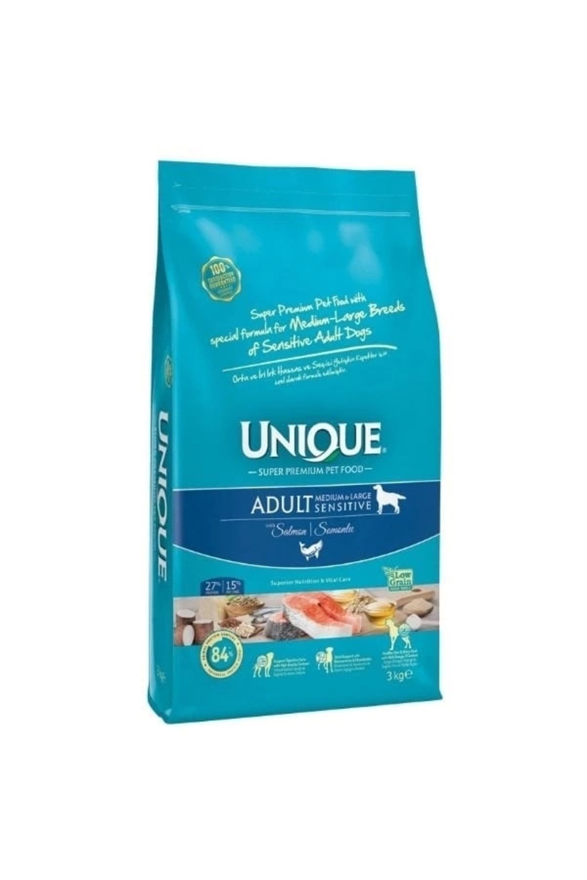 ShopNova Unique Sensitive Somonlu Orta ve Büyük Irk Düşük Tahıllı Yetişkin Köpek Maması 3 Kg